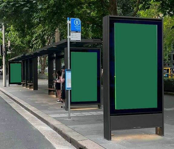 定制智能鋁型材公車站候車亭廣告牌燈箱公車站